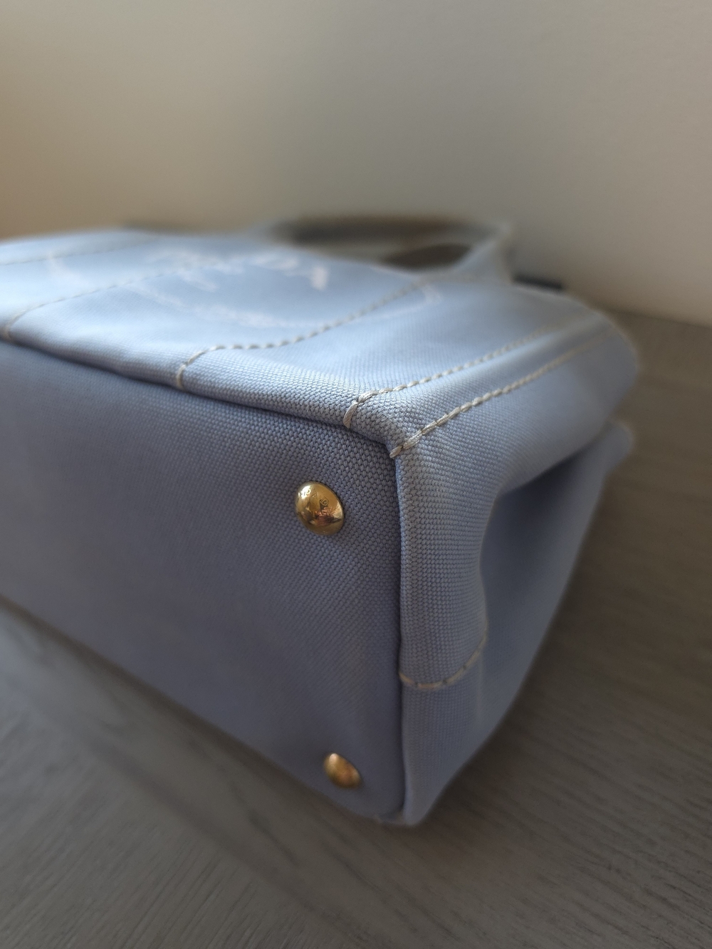 Prada Canapa Mini Light Denim Blue Canvas Tote - Picture 4 of 12